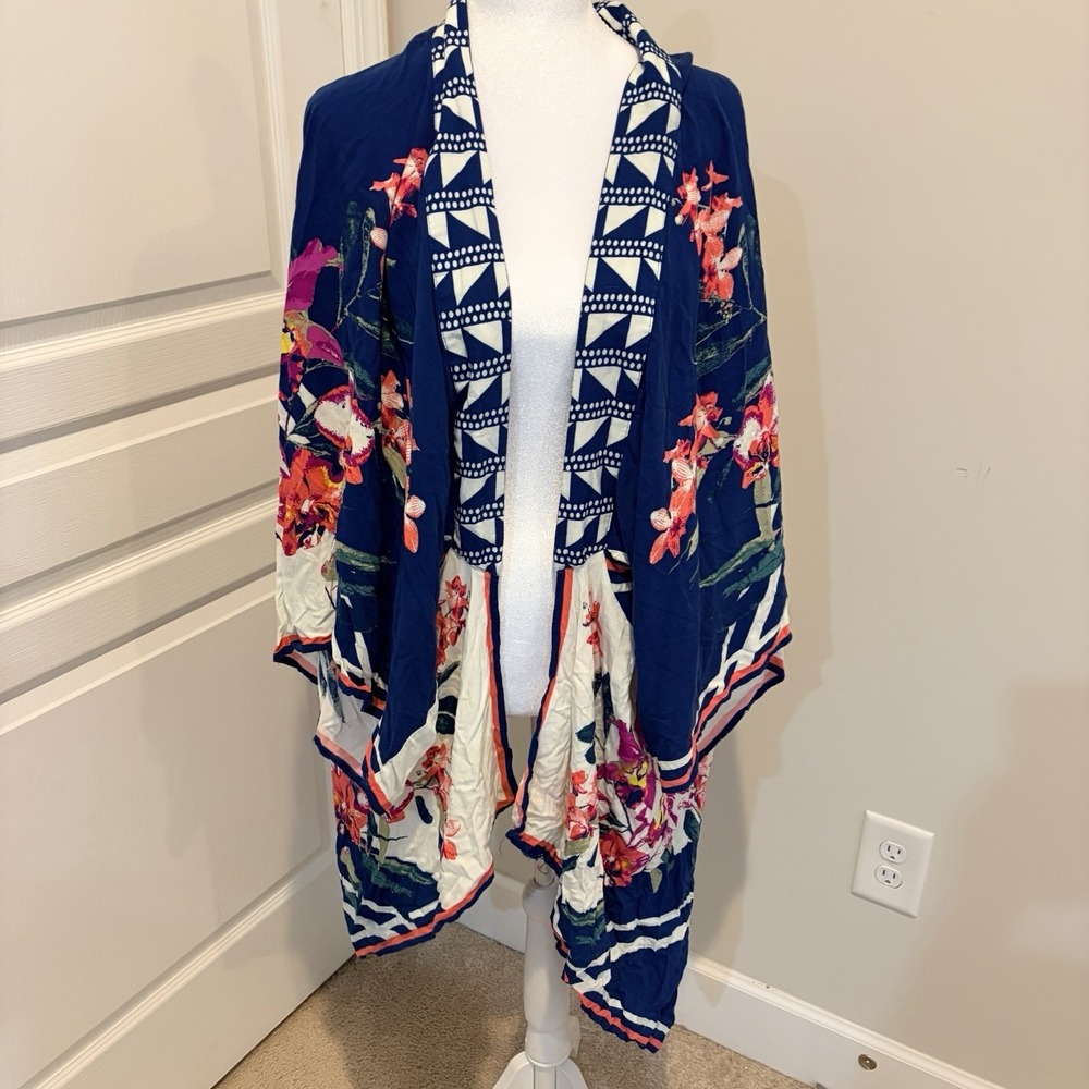 Flying Tomato Multicolor Floral Kimono Wrap Open Front Cardigan Size S/M Boho